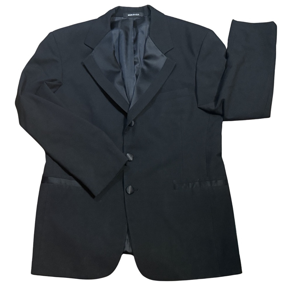 Perry Ellis Black Tux Blazer 38R Made USA Classic Tailored